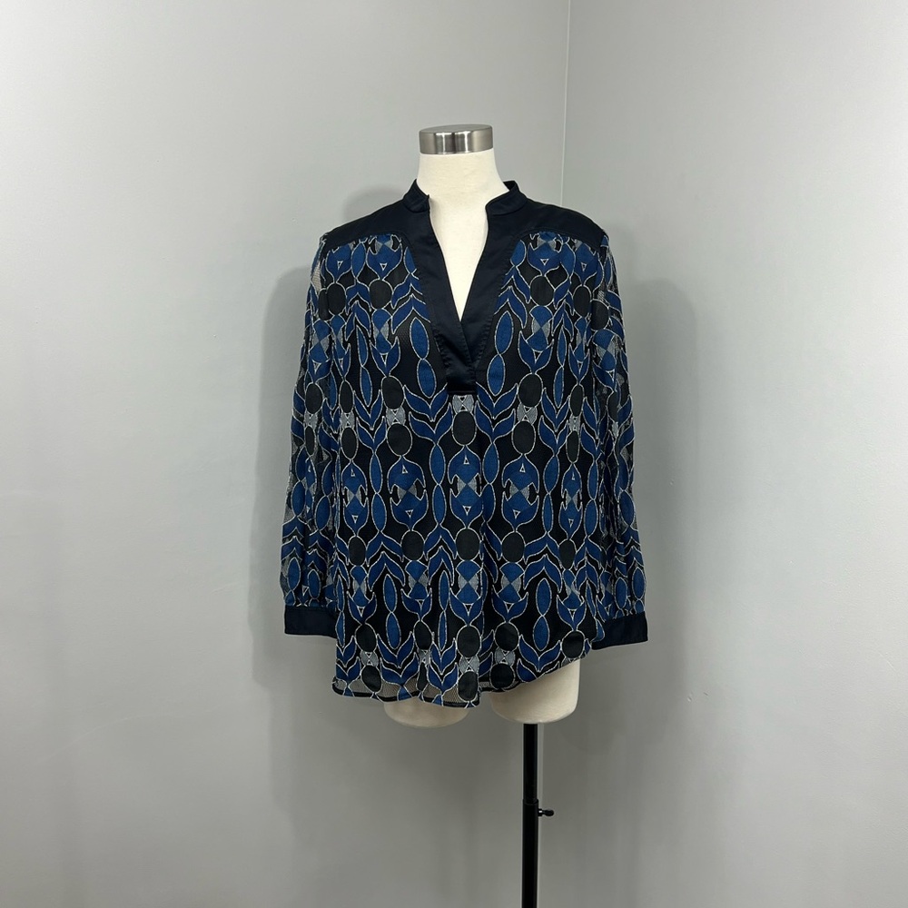 Tory Burch Black/Navy Print Blouse